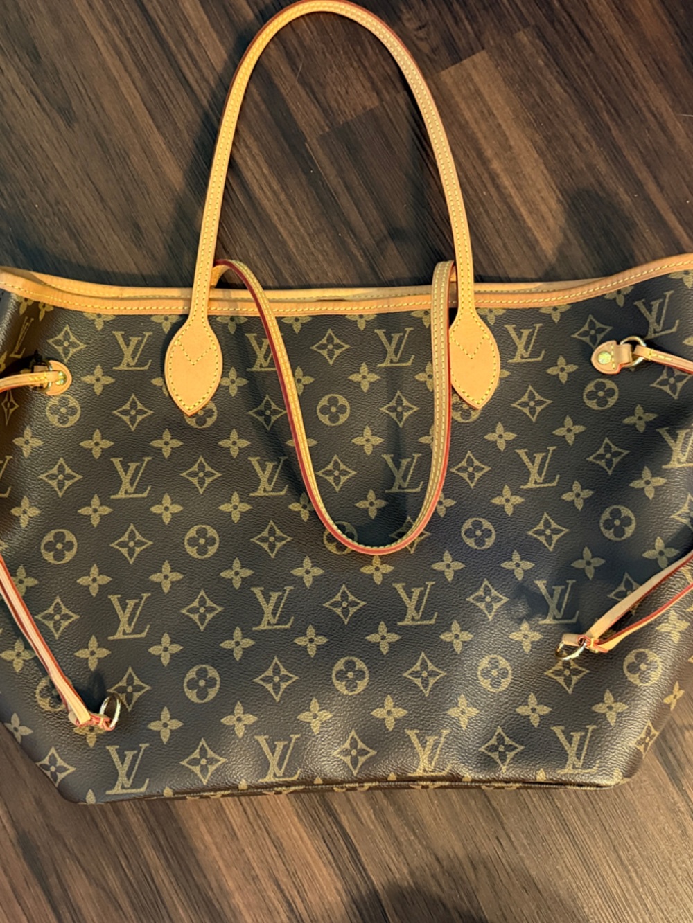 Canvas Tote with Vachetta Leather Trim & Red Interior